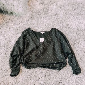 LUCCA BLACK AND WHITE POLKA DOT CROP TOP